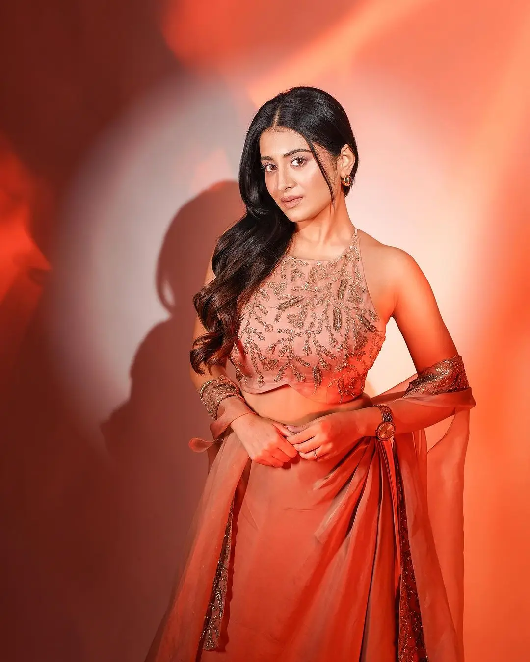 TOLLYWOOD ACTRESS RASHI SINGH STILLS IN ORANGE LEHENGA CHOLI